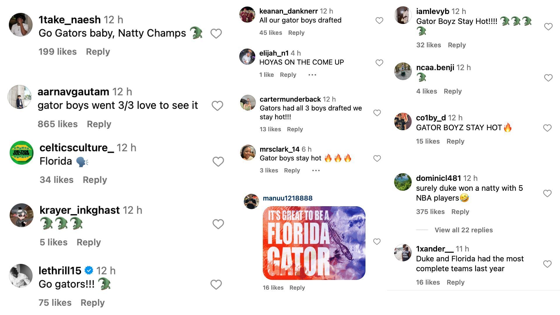 Florida fans show love as they feature among top 2 colleges with the most 2025 NBA Draft picks - Image source: Instagram/marchmadnessmbb